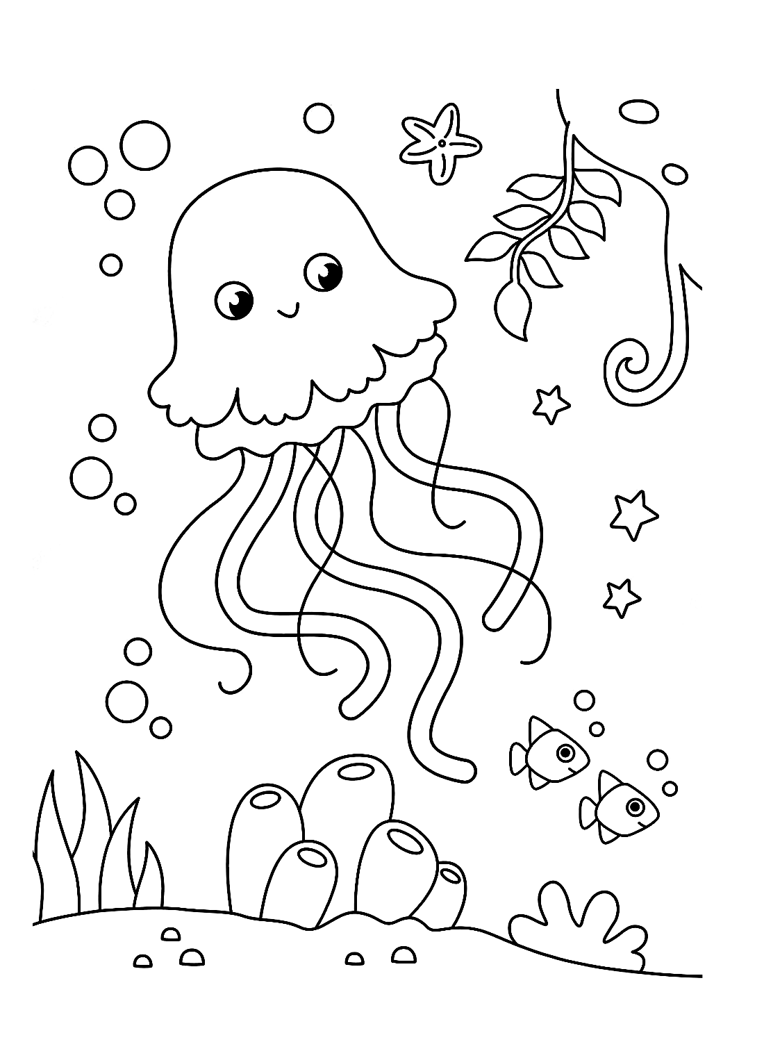 Cute Jellyfish Coloring Pages Free Printable Coloring Pages