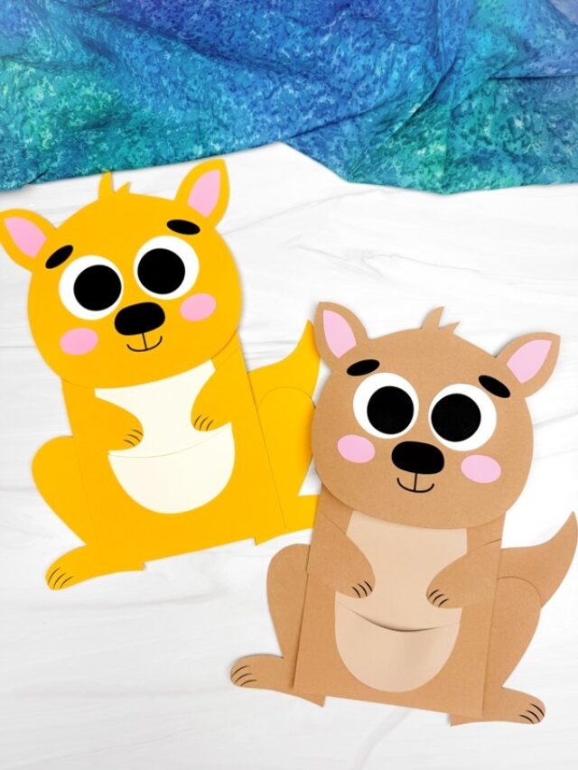 Cute Kangaroo Paper Bag Puppet Free Template Story Simple Everyday Mom
