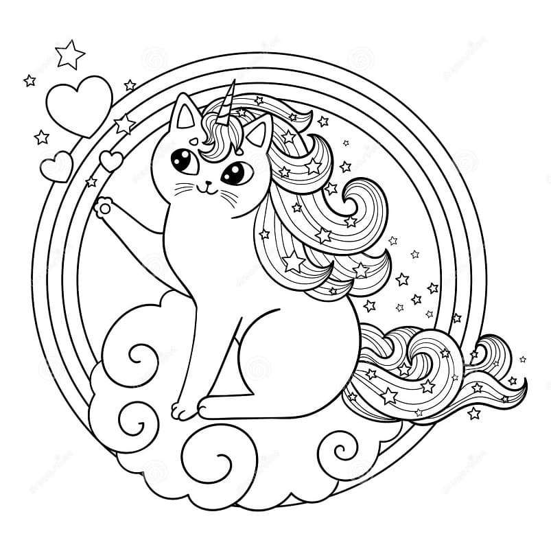 Cute Unicorn Cat Coloring Page Free Printable Coloring Pages For Kids