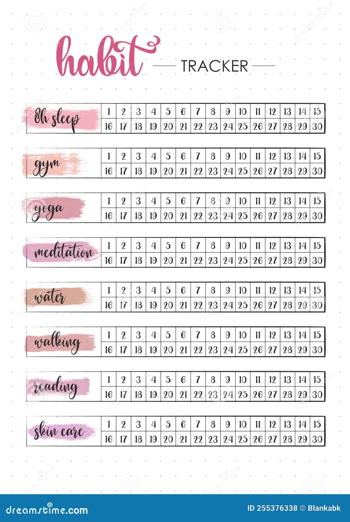 habit tracker printable template