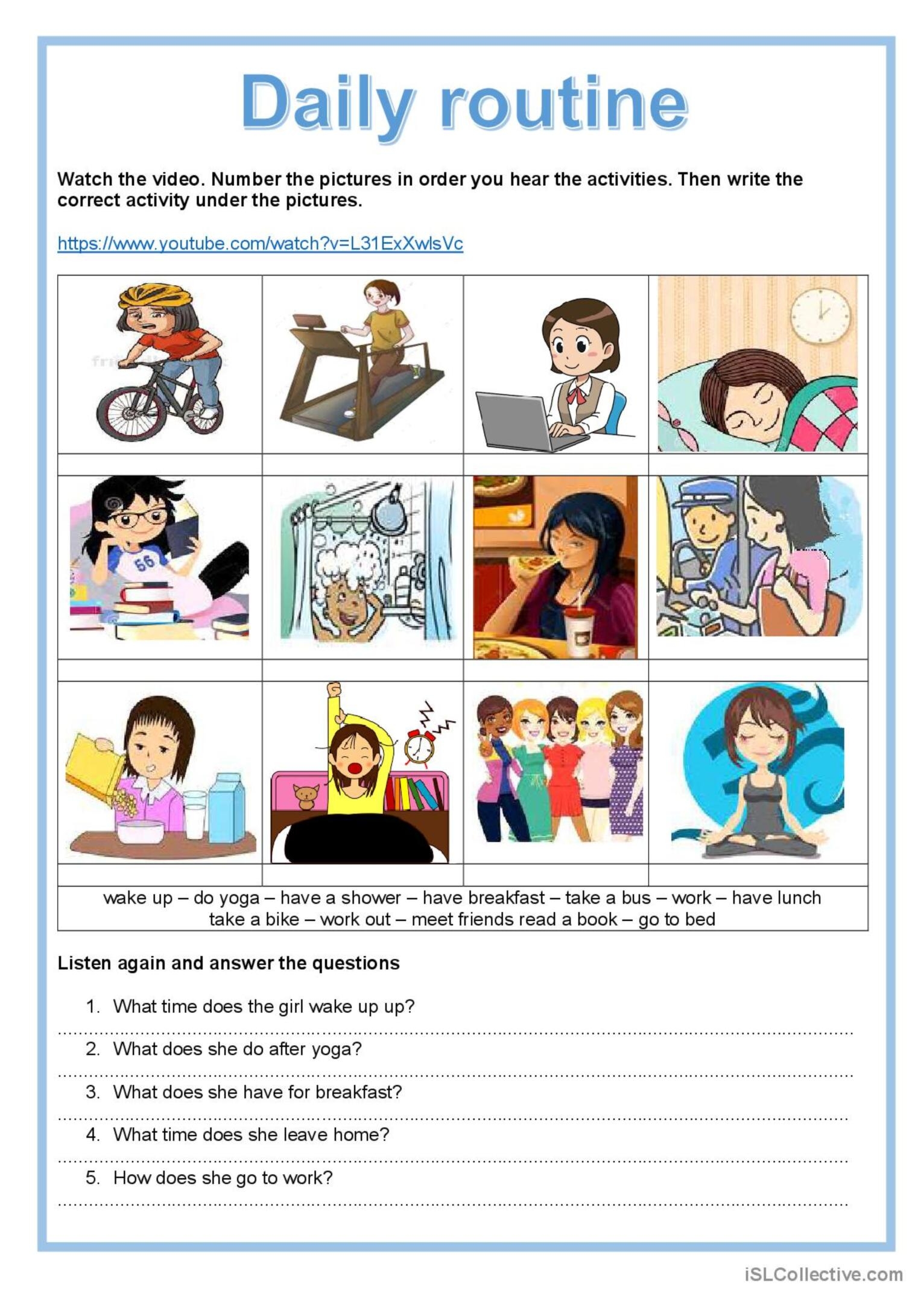 printable worksheets daily routine worksheet