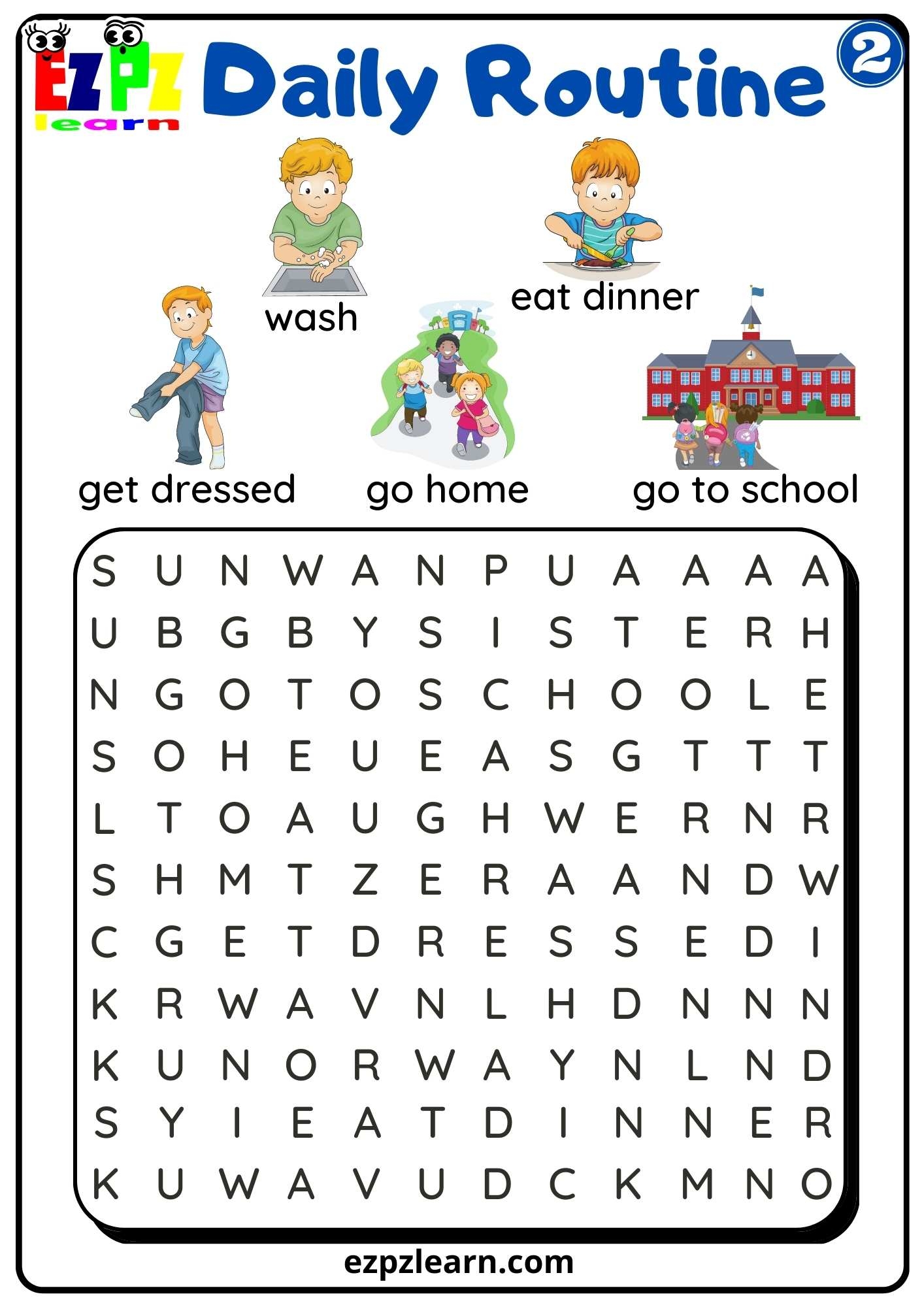 Daily Routines Esl Vocabulary Matching Exercise Worksheets Daily 