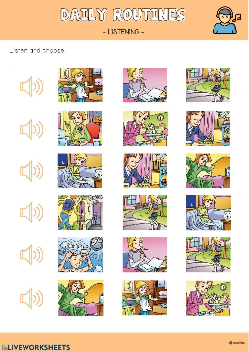 Daily Routines Listening Worksheet Artofit