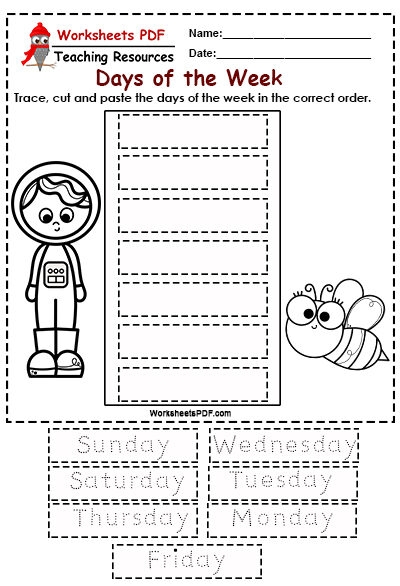 Days Of The Week Worksheets PDF