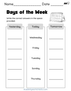 Days Of The Week Worksheets PDF Academy Worksheets Worksheets Library