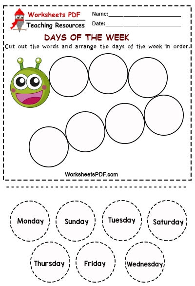 Days Of The Week Worksheets PDF