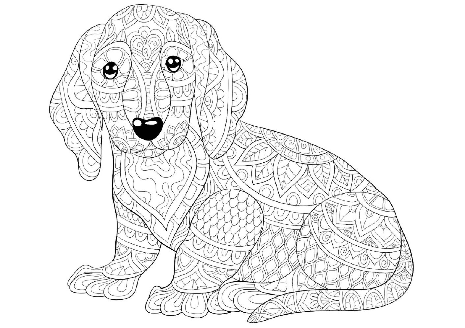 Detailed Mandala Printable Dog Coloring Pages For Adults Print Color 