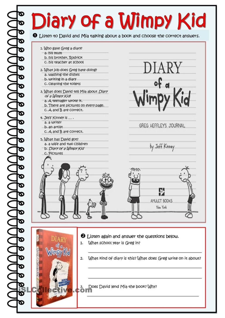 Diary Of A Wimpy Kid Printable Worksheets Peggy Worksheets