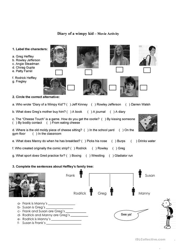 Diary Of A Wimpy Kid Printable Worksheets Peggy Worksheets