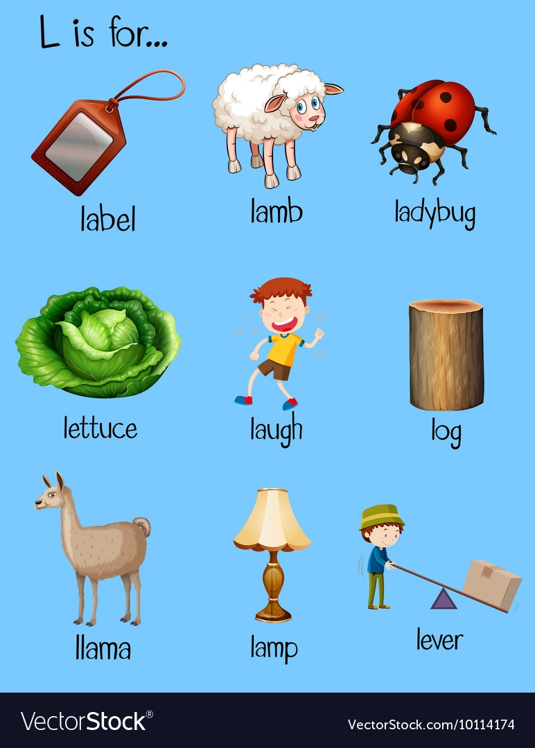 Different Words Begin With Letter L Royalty Free Vector
