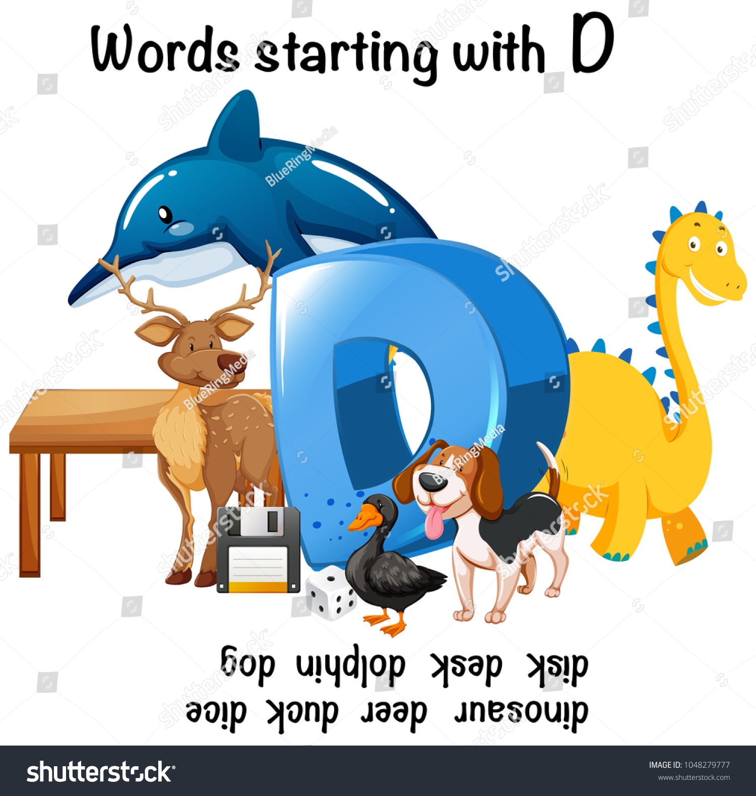 Different Words Starting D On White Stock Vector Royalty Free