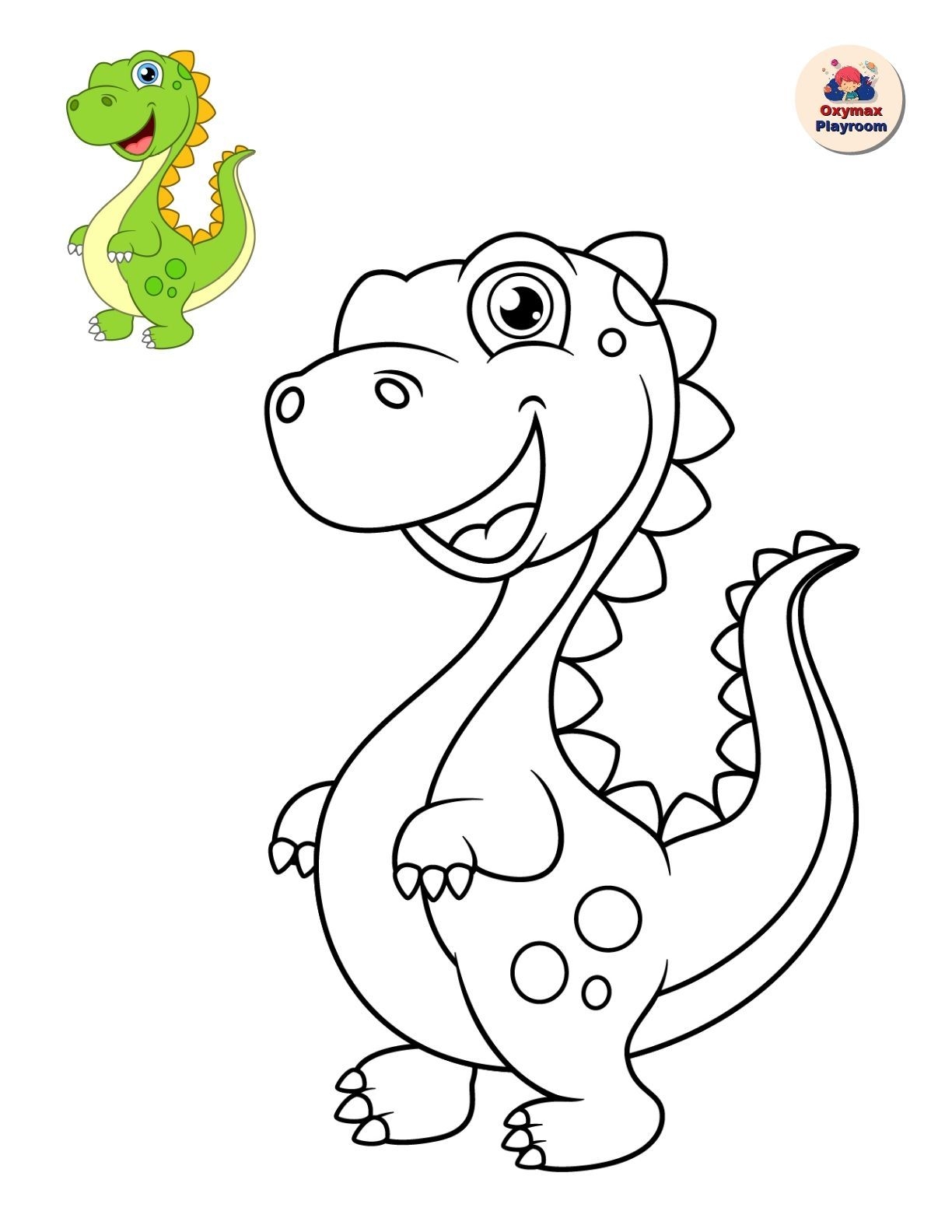 Dinosaur Cartoon Colouring Fun Coloring Page