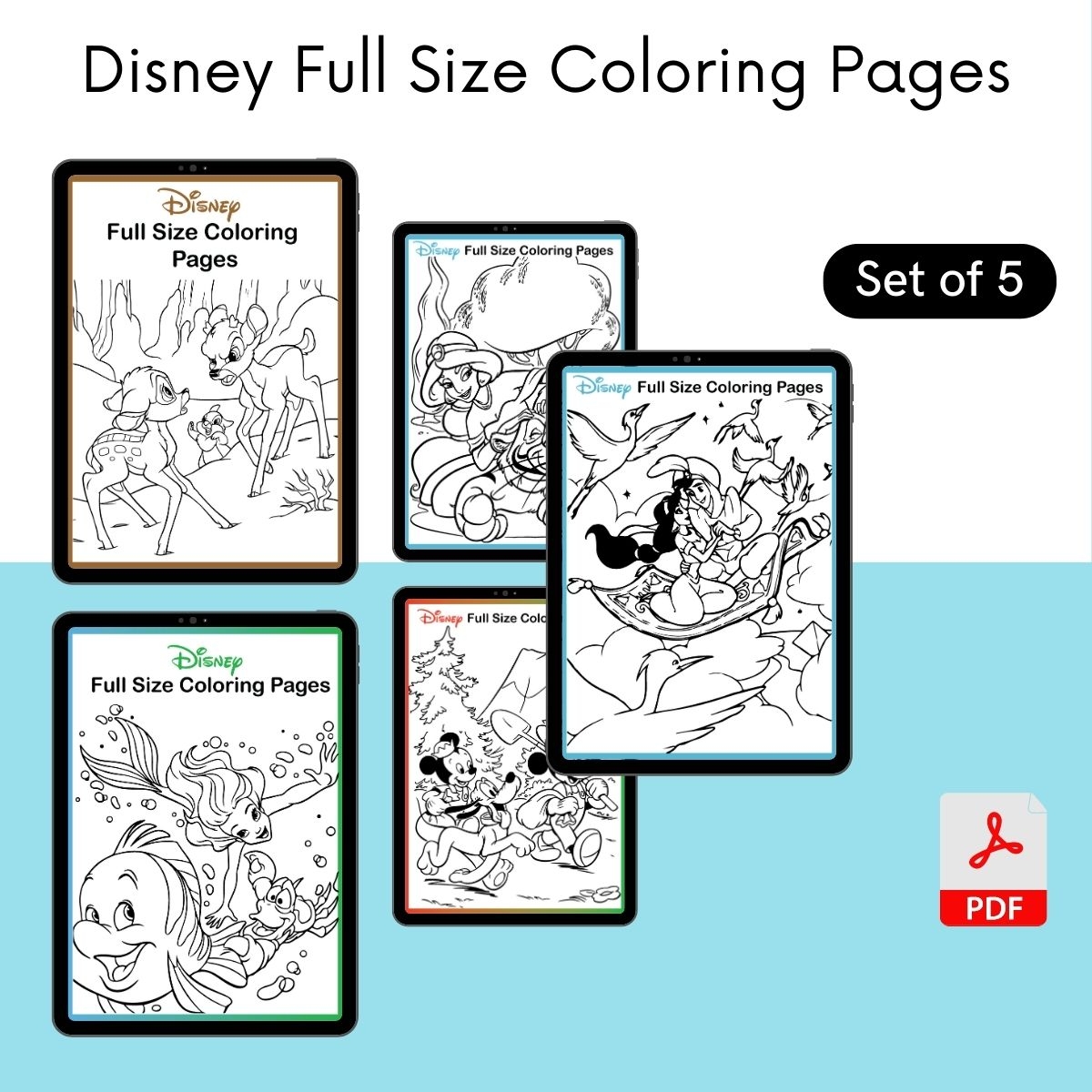 Disney Full Size Coloring Pages Template Printable PDF