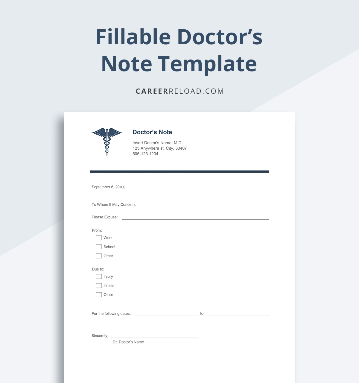 Doctor Excuse Note Template Free Printable Infoupdate