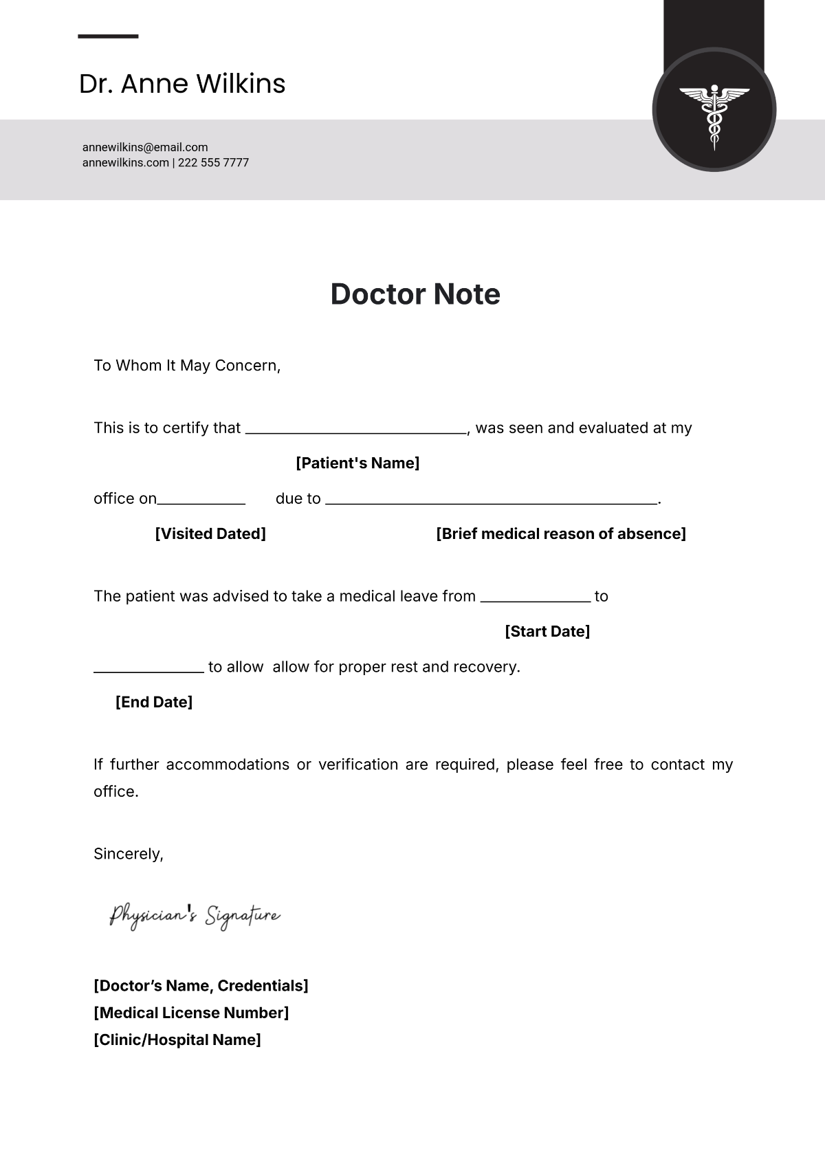 Doctor Excuse Note Template Free Printable Infoupdate