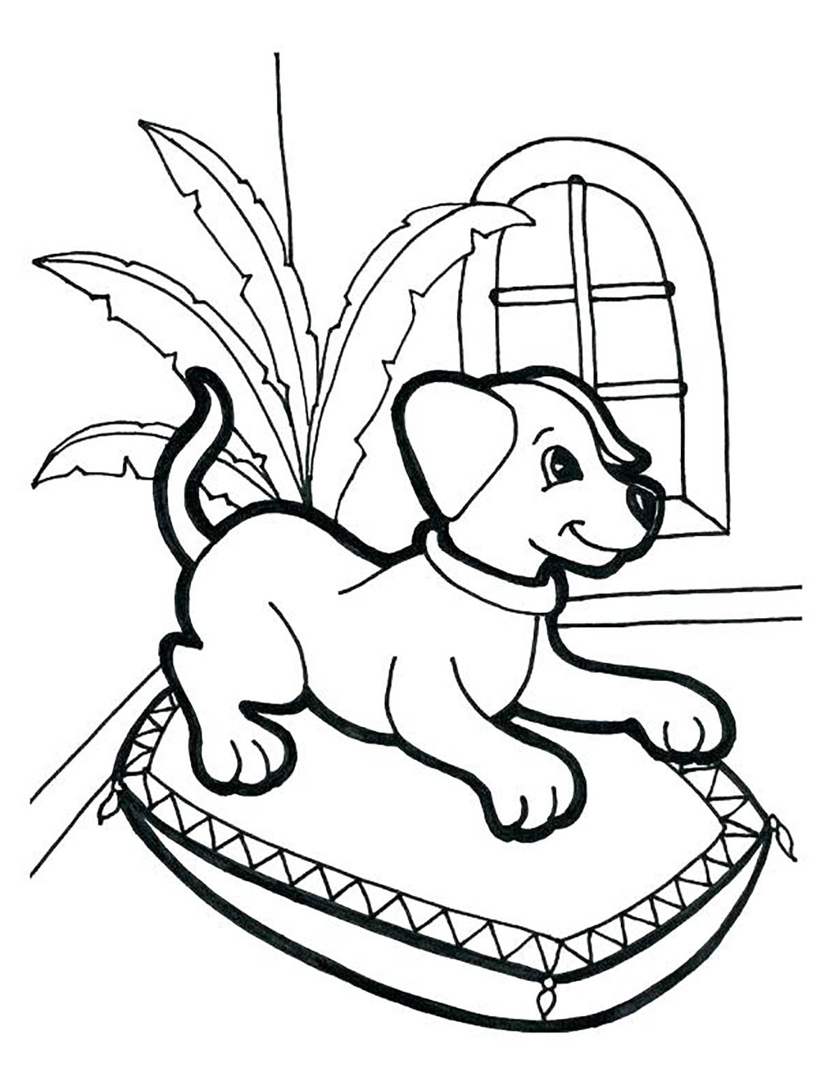 Dog In The Basket Dog Coloring Pages