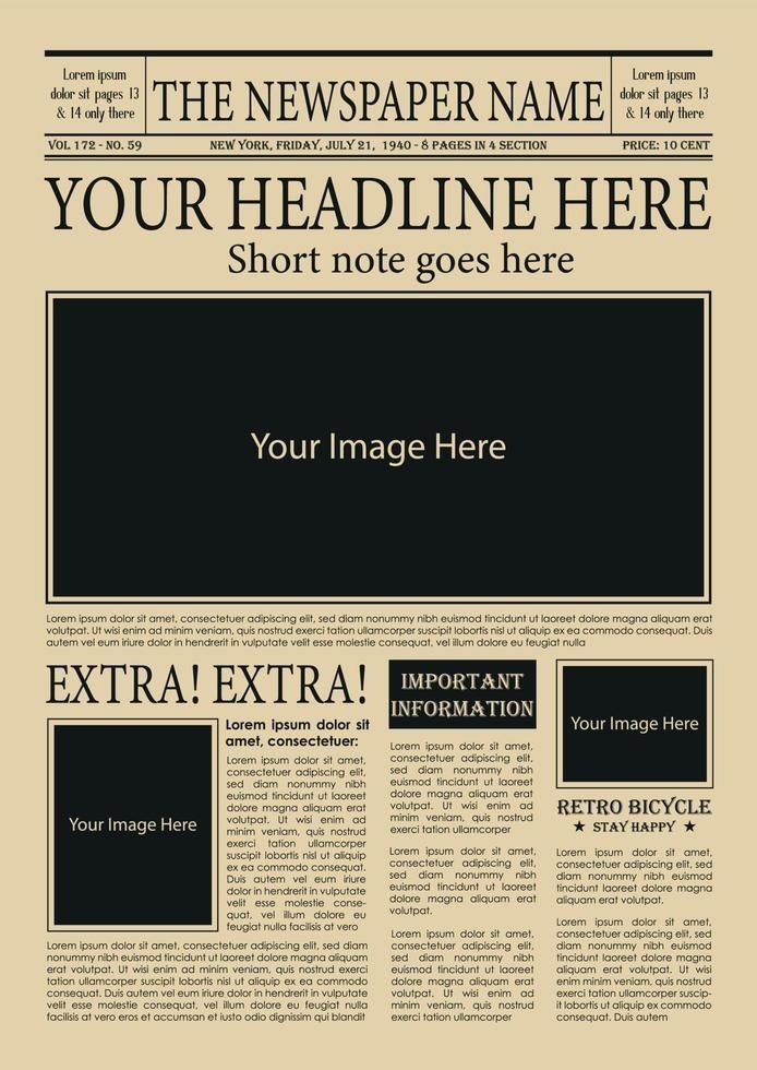 Download Newspaper Pages In Vintage Retro Editable Newspaper For Free
