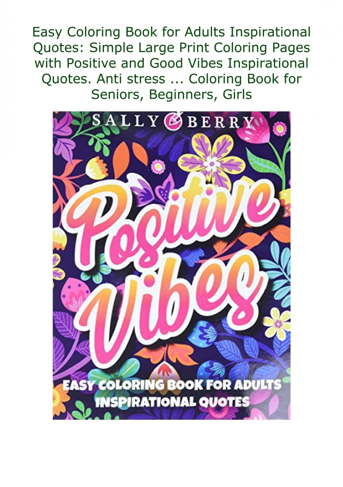 Download PDF Easy Coloring Book For Adults Inspirational Quotes
