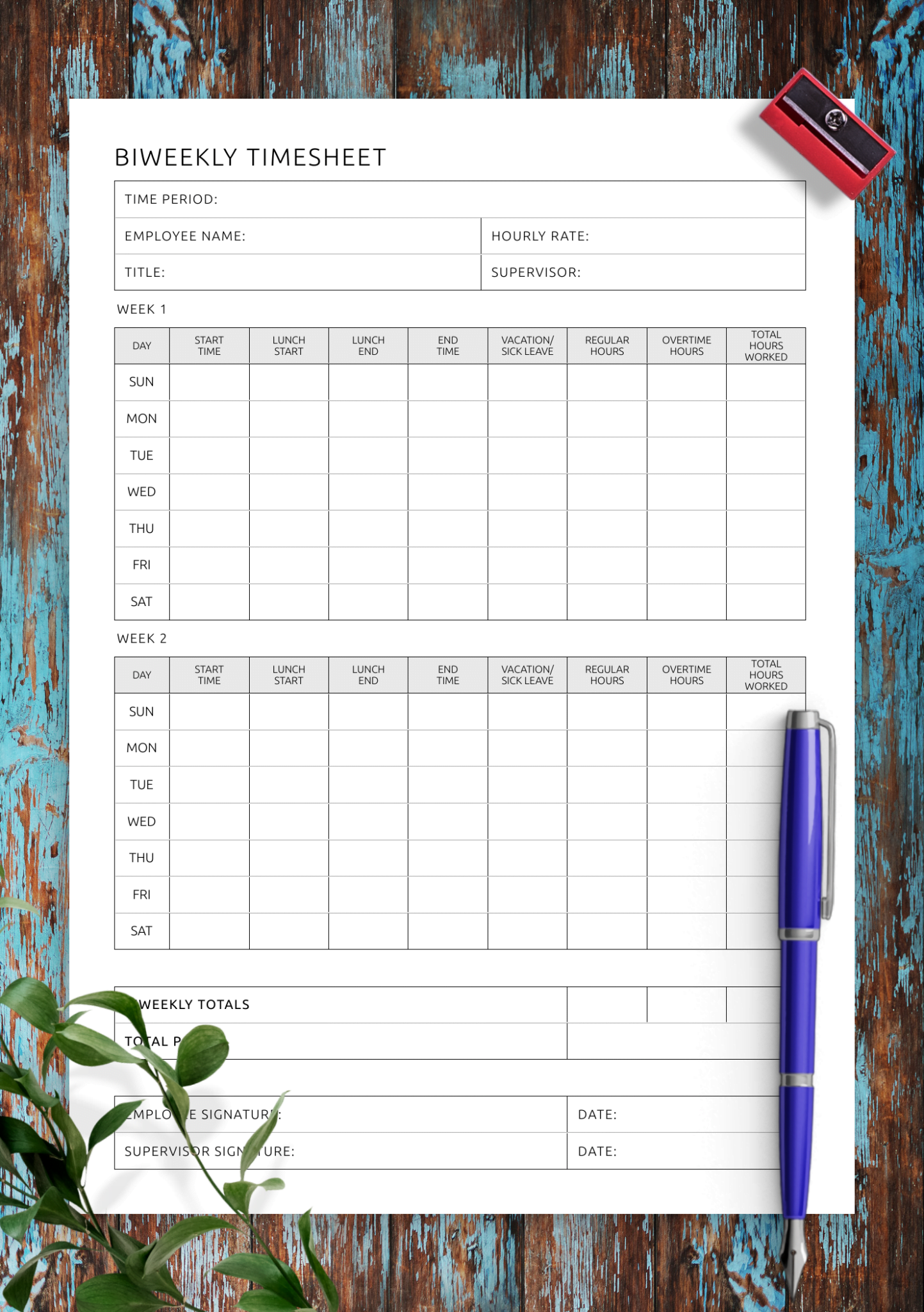 Download Printable Biweekly Timesheet Template PDF Schedule Printable