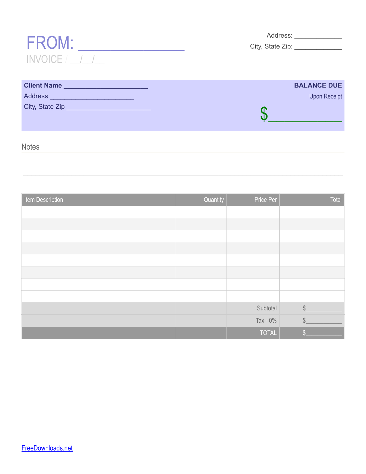 Download Simple Blank Receipt Template Excel PDF RTF Word 