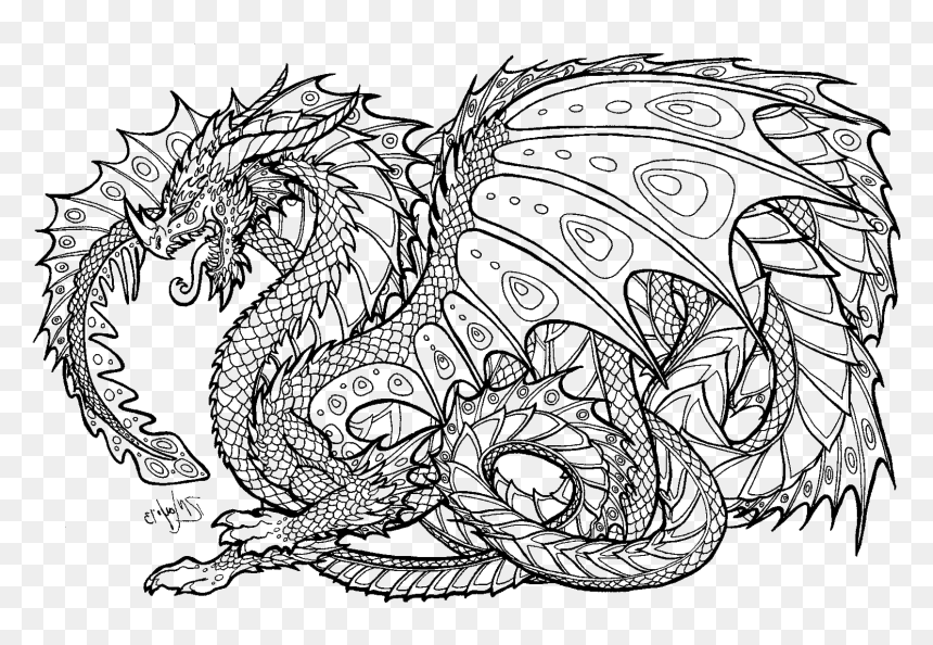 Dragon Colouring Pages For Adults HD Png Download Vhv