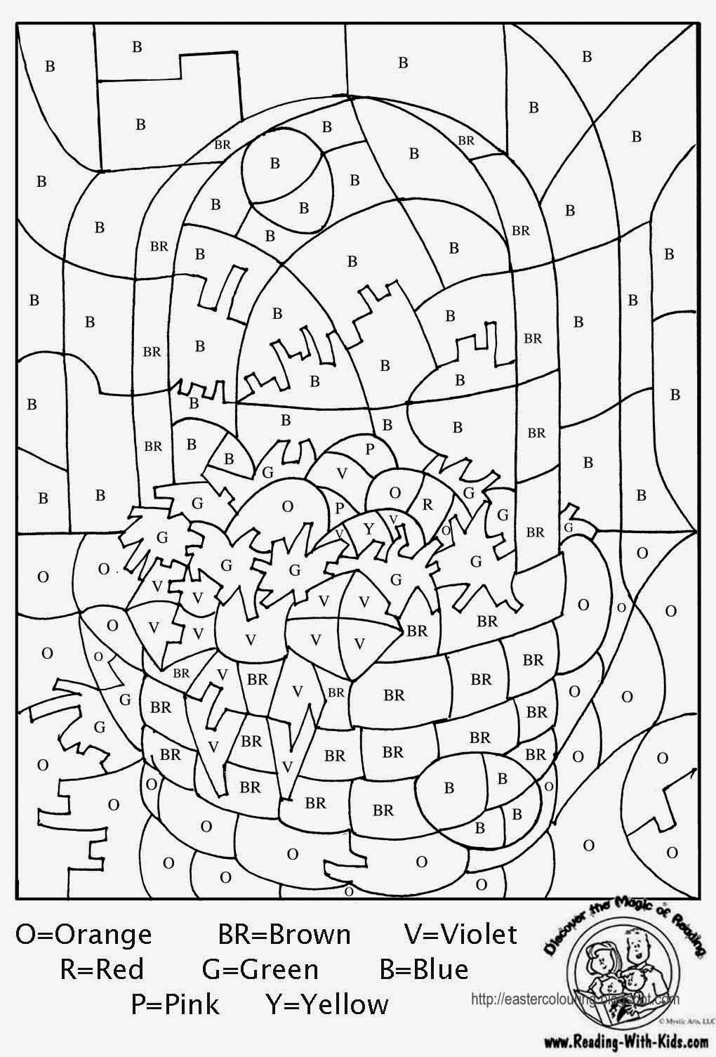 EASTER COLOURING EASTER COLOR BY NUMBERS
