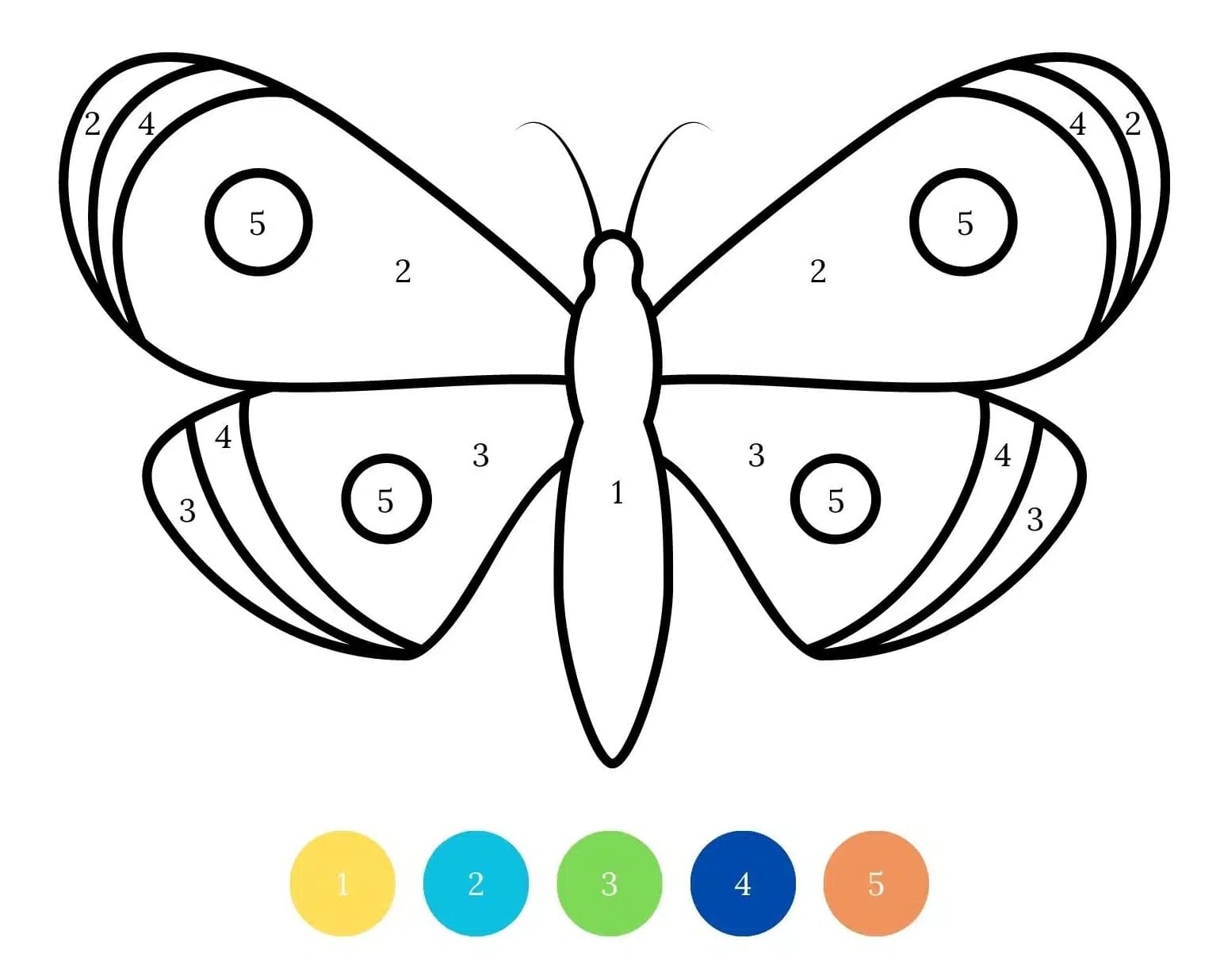 Easy Butterfly Color By Number Download Print Now 