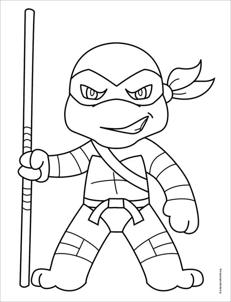 Easy How To Draw Ninja Turtles Tutorial Video And Ninja Turtle Coloring