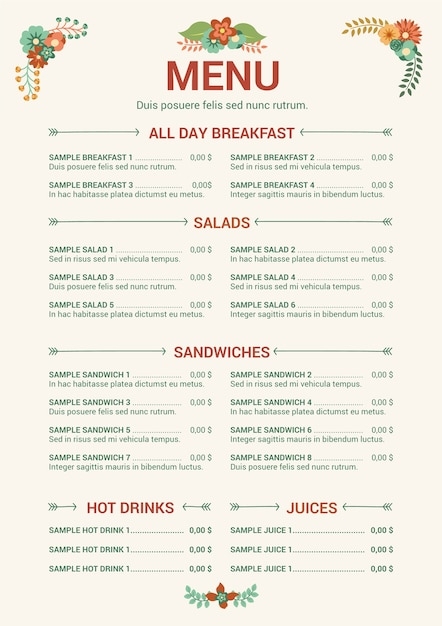 Editable Menu Designs