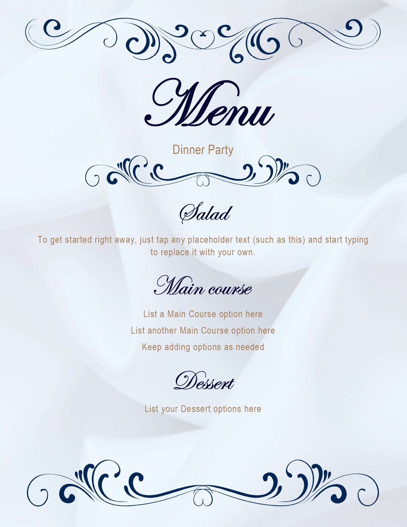 free printable editable menu