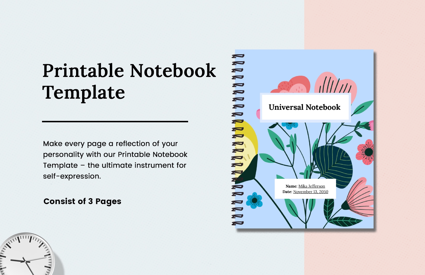 free printable notebook template word