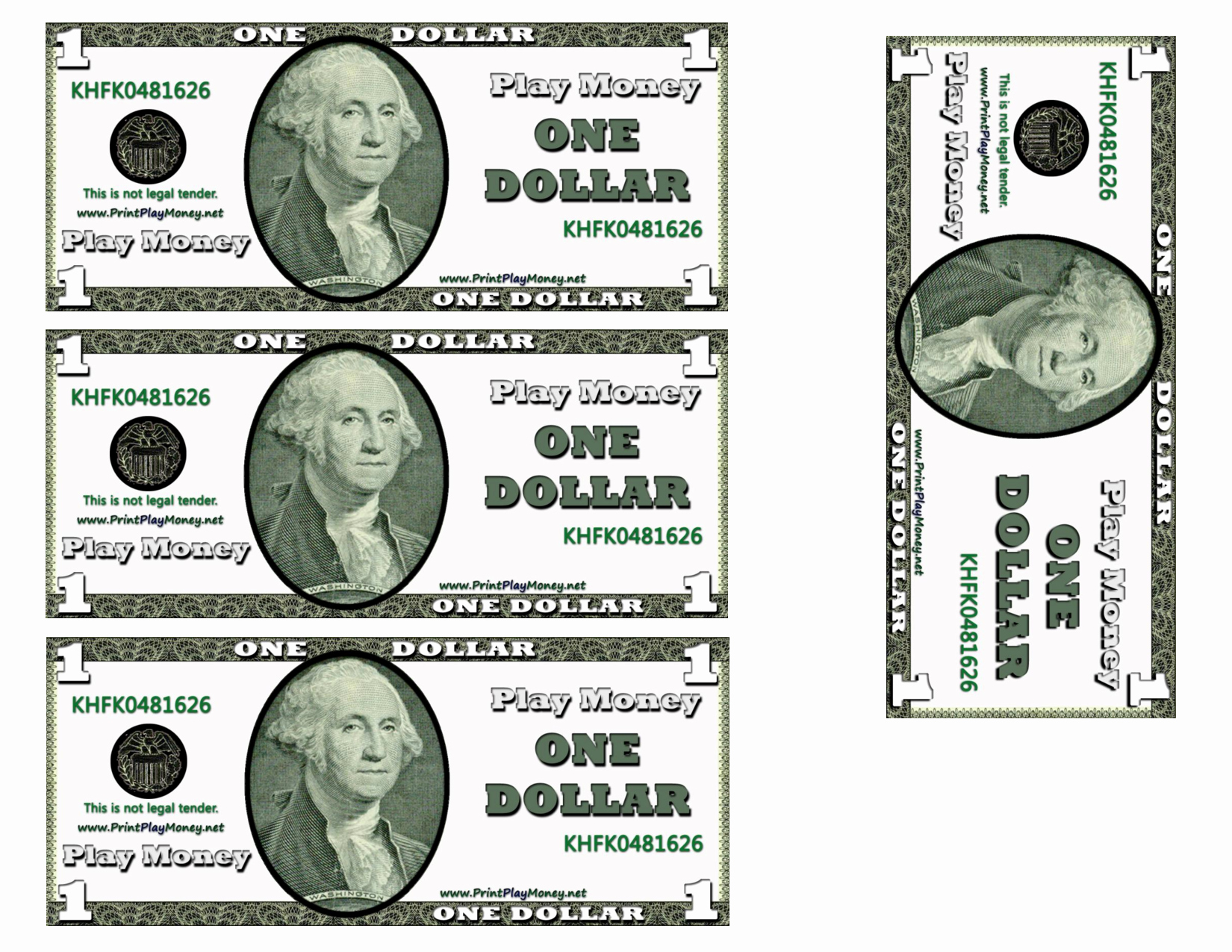 Editable Play Money Template Word