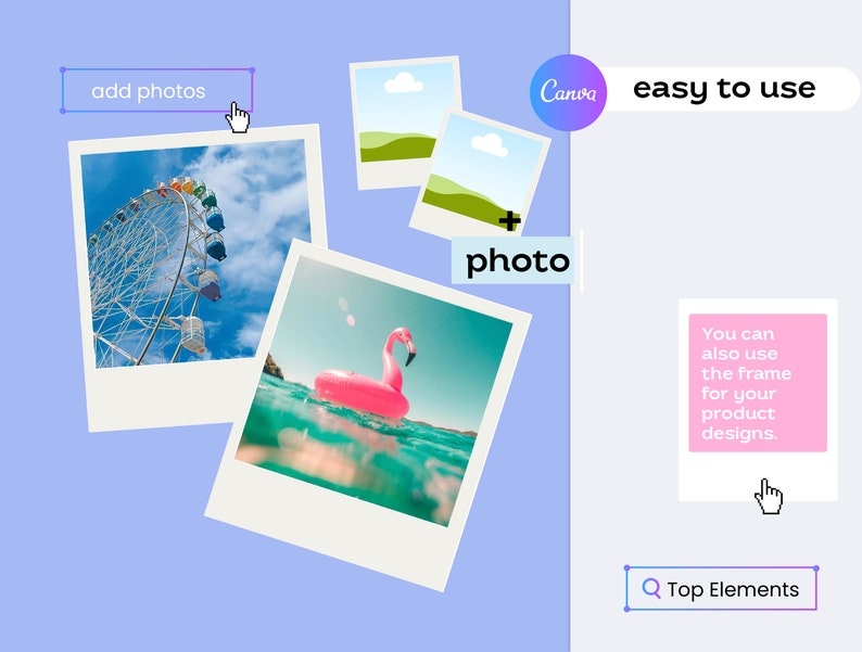 Editable Polaroid Photo FRAME CANVA Templates Mock up Frame Drag And