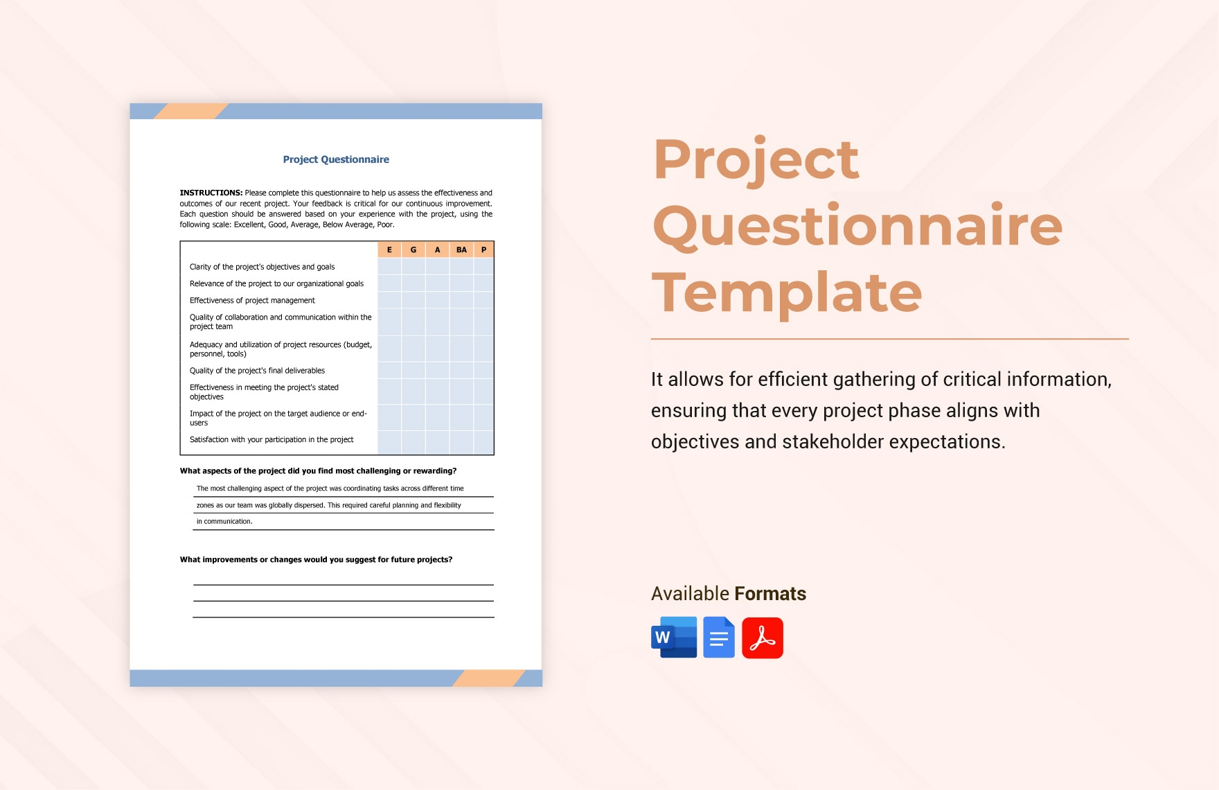 Editable Questionnaire Templates In PDF To Download