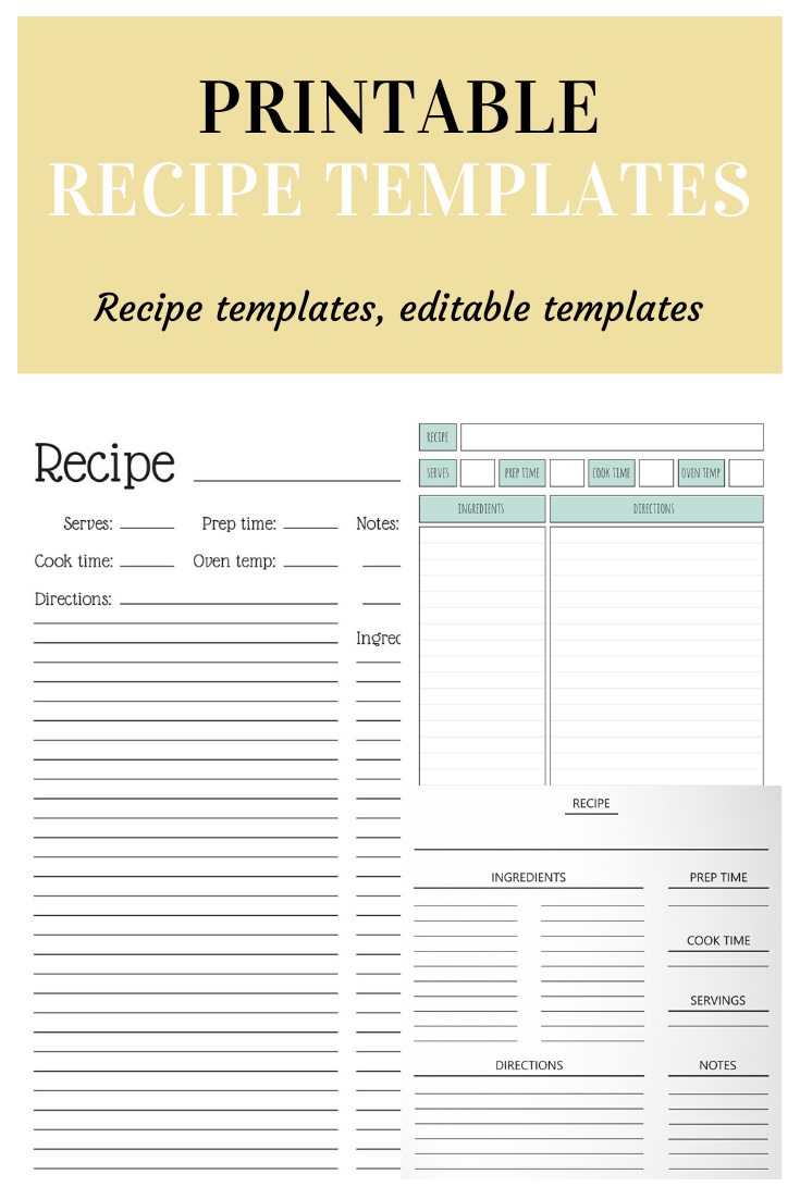 Editable Recipe Template Printable Word Searches