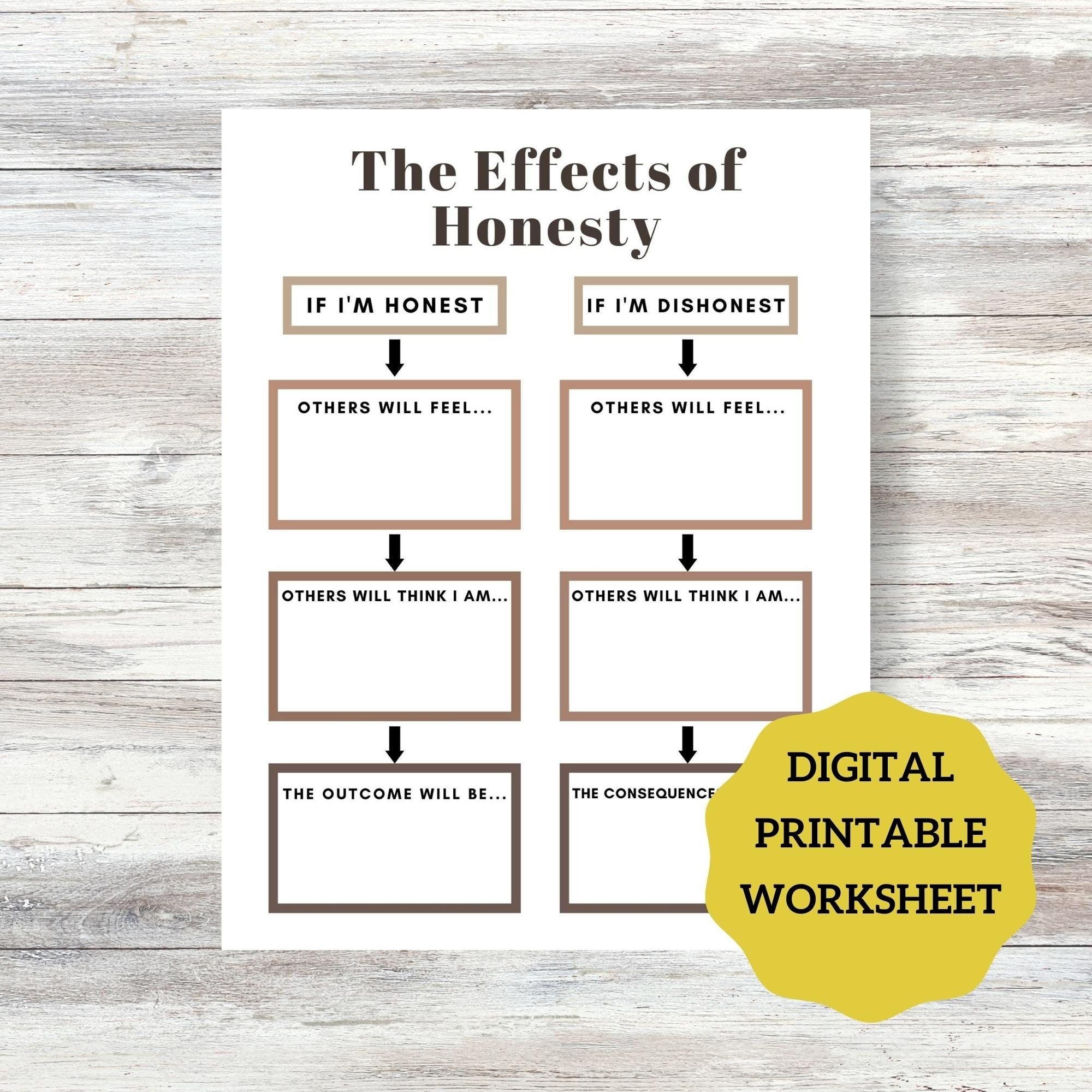 Effects Of Honesty Worksheet Social Skills Development Teaching 