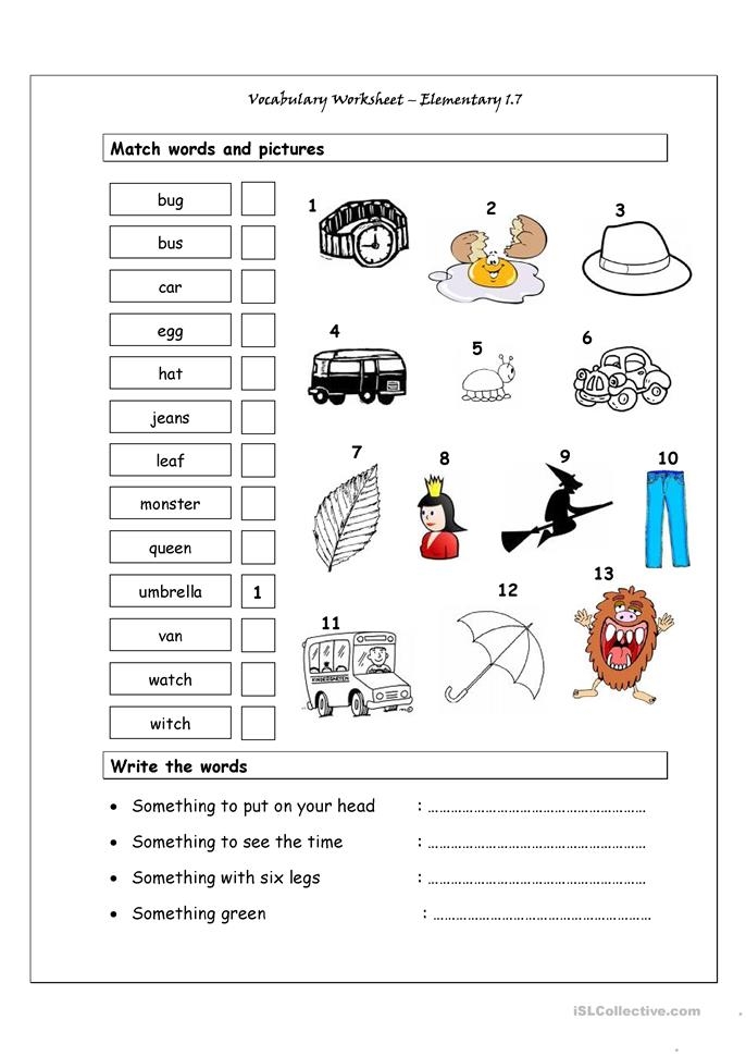 elementary worksheets for kids
