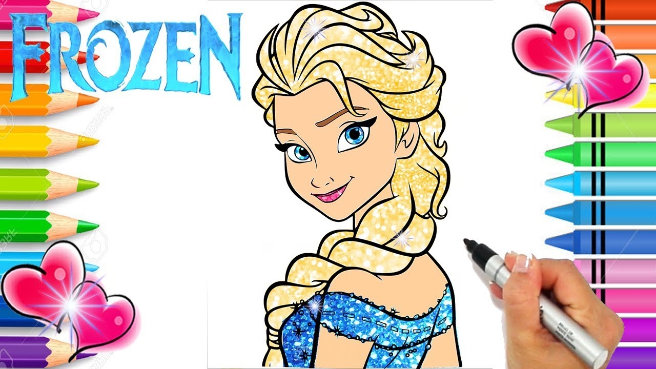 Elsa GLITTER Coloring Page Printable Elsa Coloring Page Disney