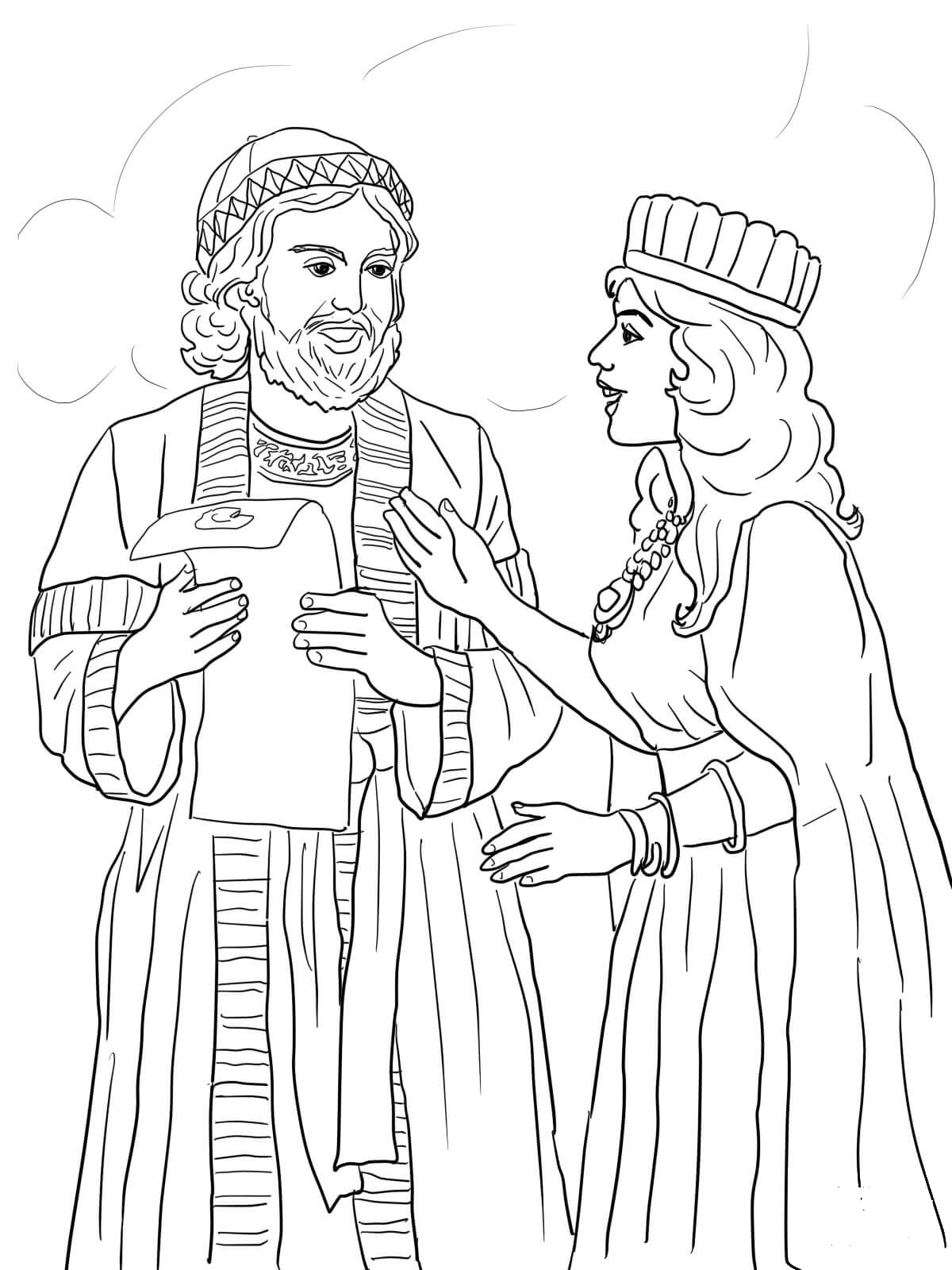 Esther And Mordecai With King 39 s Edict Coloring Page ColouringPages