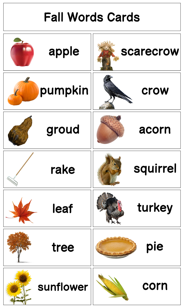 Fall Vocabulary Words 6 Free PDF Printables Printablee