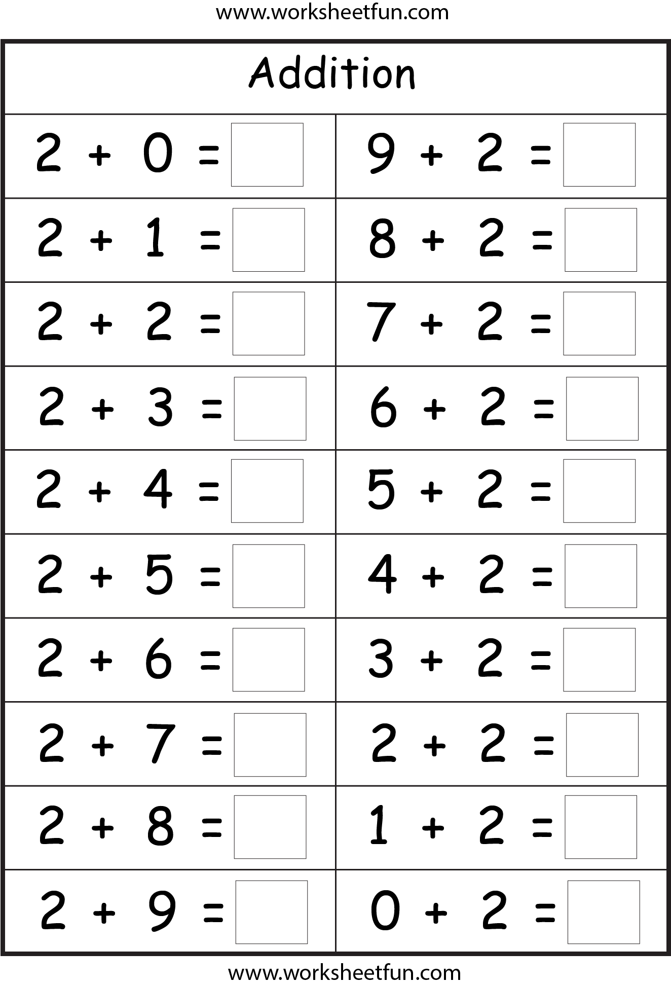 easy addition worksheets for kids