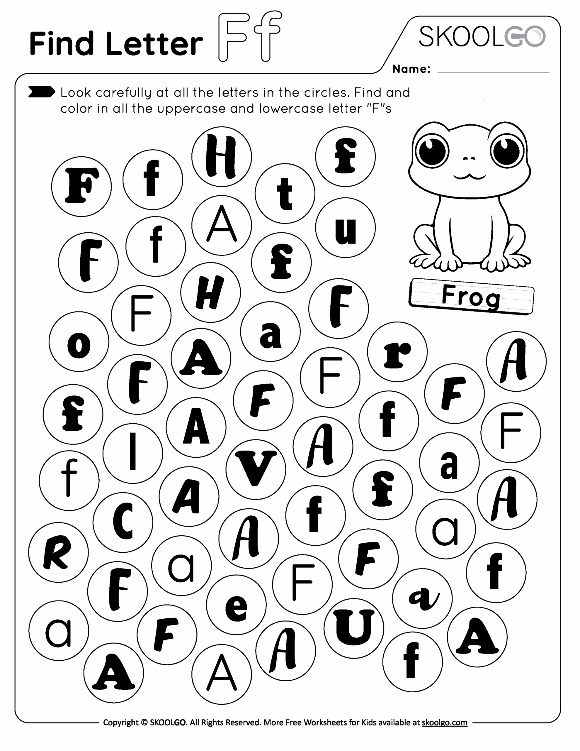 Find Letter F Free Worksheet For Kids SKOOLGO Worksheets Library