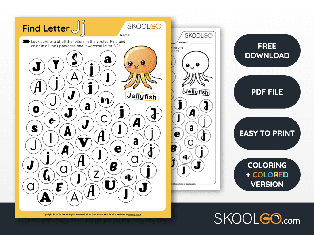 Find Letter J Free Worksheet For Kids SKOOLGO Worksheets Library