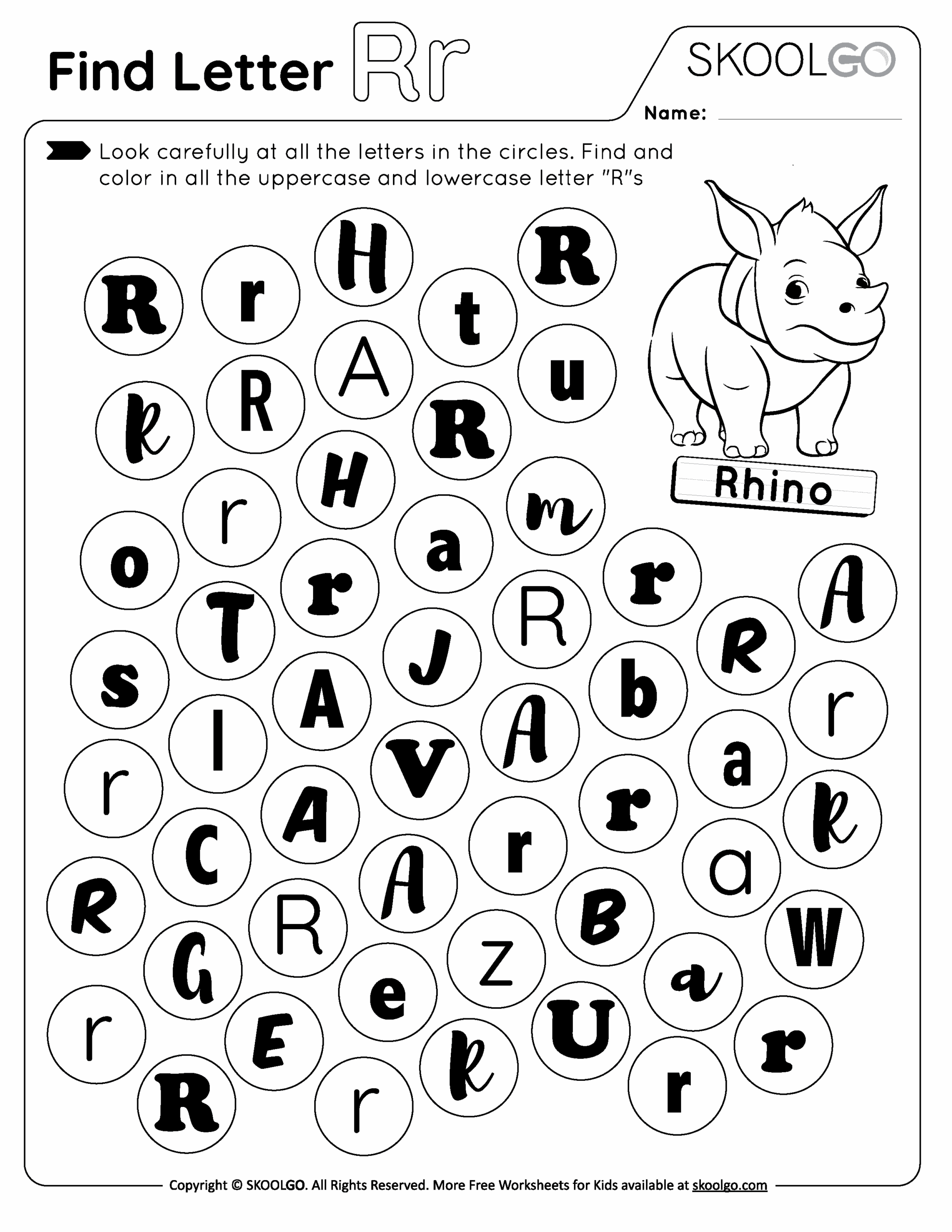 Find Letter R Free Worksheet For Kids SKOOLGO