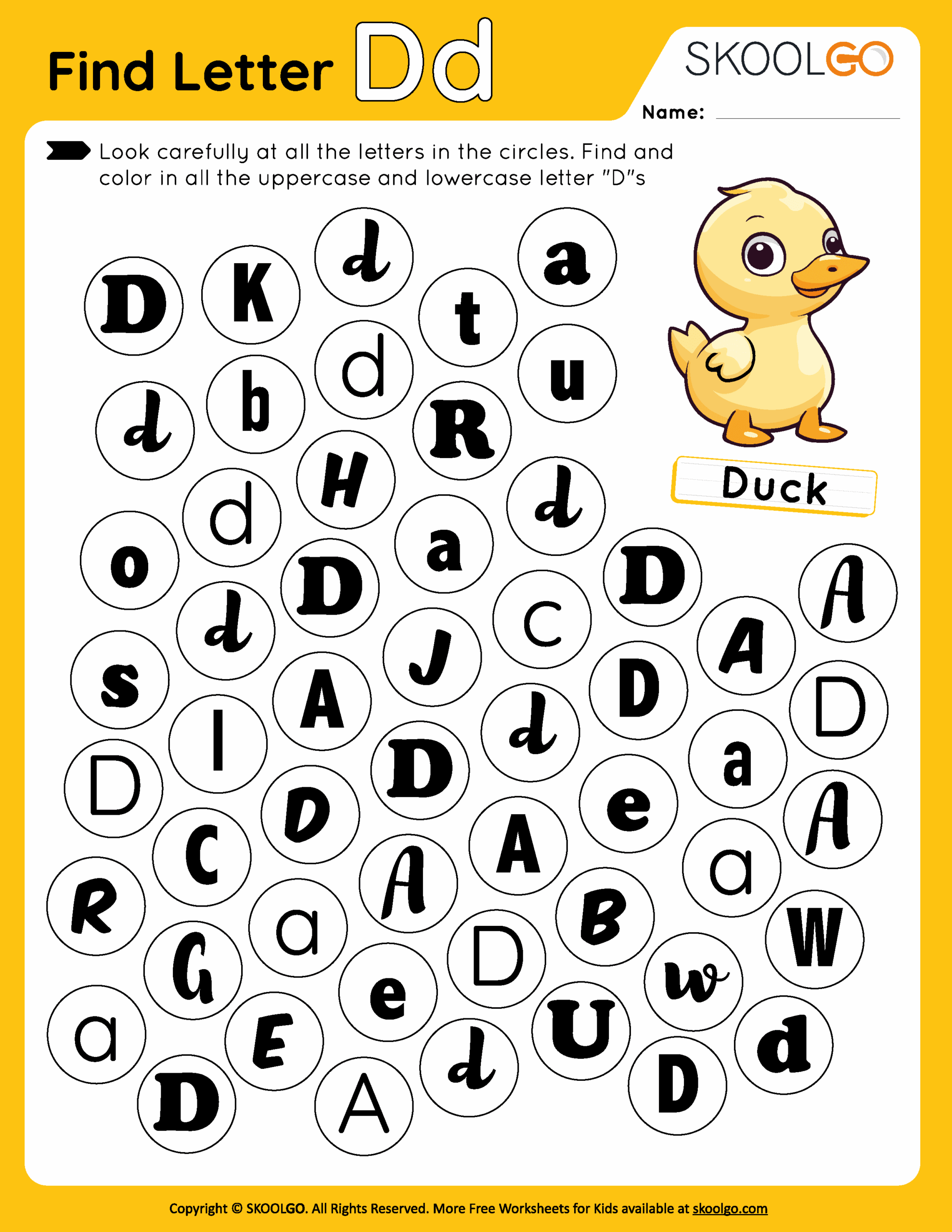 Find The Letter D Worksheet Alphabet D Hunt Activity Free 