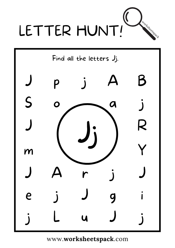Find The Letter J Worksheet Alphabet J Hunt Activity Free Printable