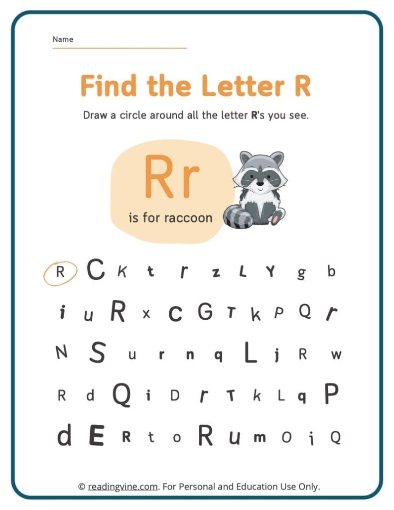 Find The Letter R Worksheet image ReadingVine