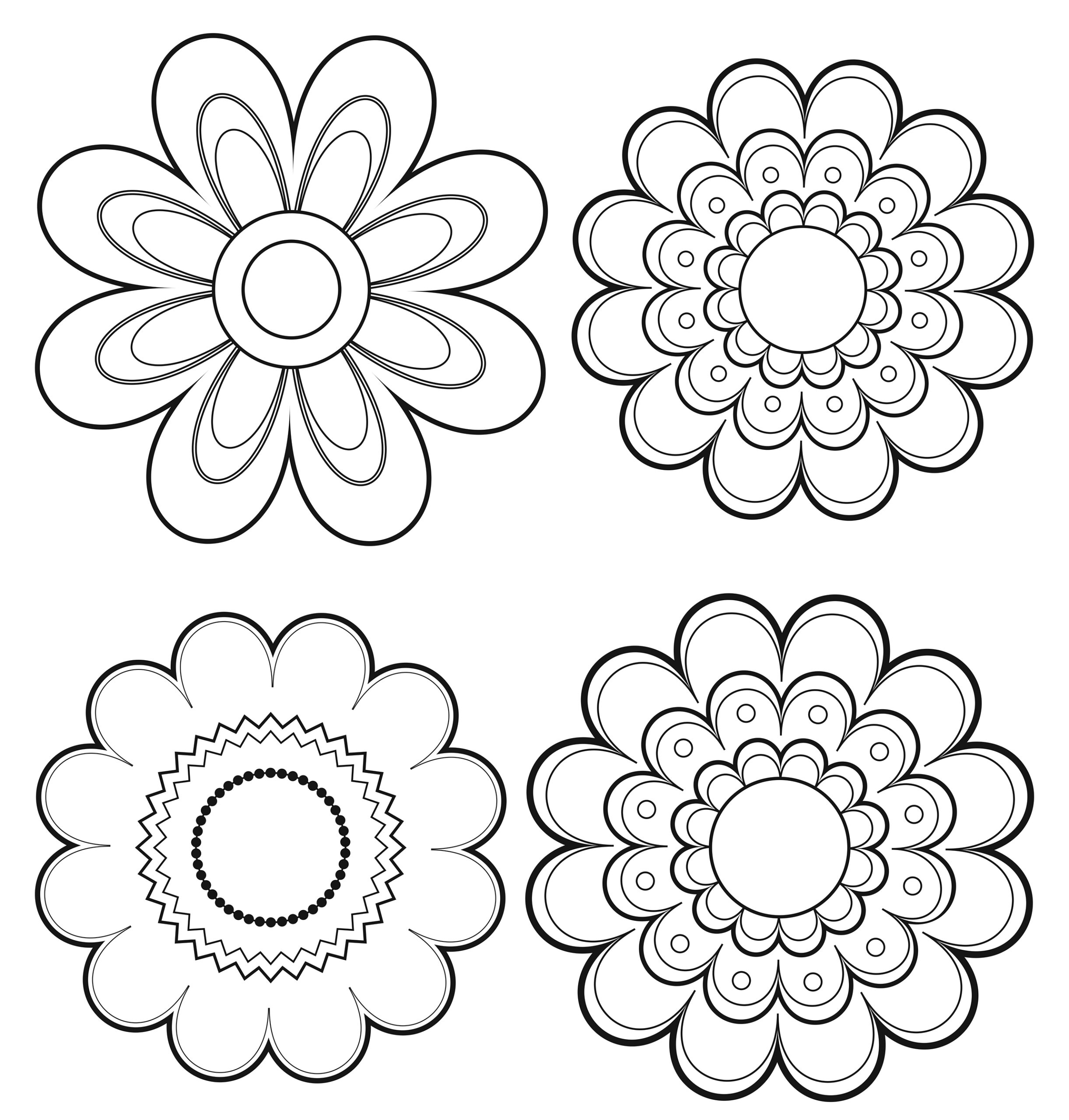 Flower Clip Art Coloring Pages At GetColorings Free Printable 