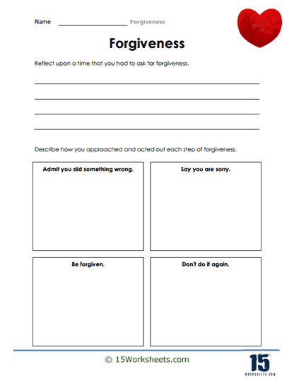 Forgiveness Journal Self Forgiveness Worksheet Forgiveness Etsy 