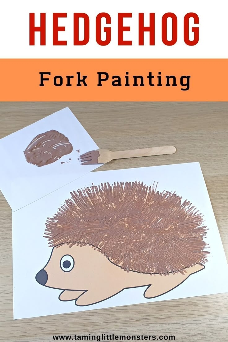 Fork Painted Hedgehog Craft Free Printable Template Hedgehog Craft